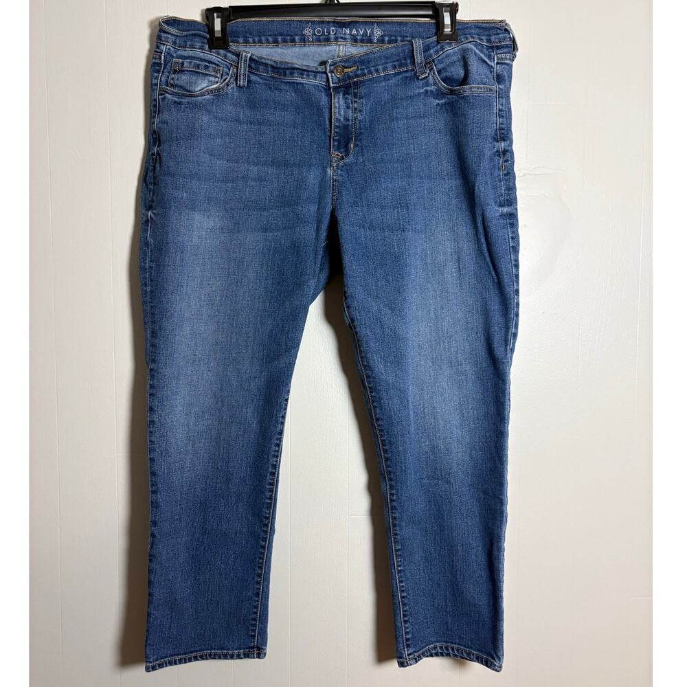 Old Navy Women's Mid-Rise Size 18 Starry Night Blue Jean Capri Pants GUC
